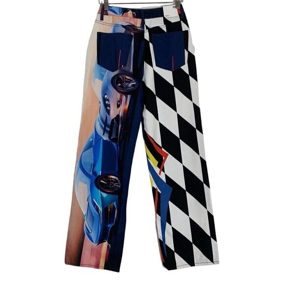Forever 21 High Waist Straight Leg Race Car Jeans Size 26 NWT - Picture 2 of 8